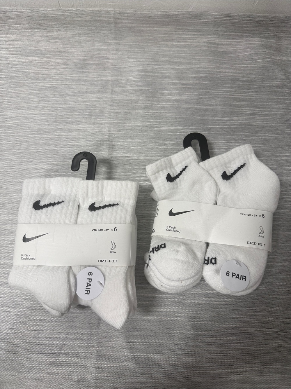 Nike White Crew and Ankle Socks with Black Swoosh – 12-Pack